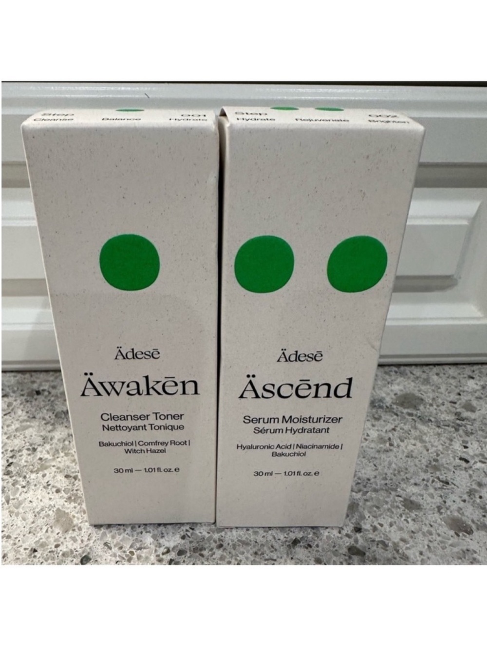 ÄDESĒ Äwakēn The Cleanser Toner & Äscēnd The Serum Moisturizer